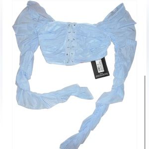 PrettyLittleThing Long Sleeved Cropped Corset Top